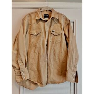 Vintage Wrangler Pearl Snap Brush Popper Western 100% Cotton Workwear Men's XXL